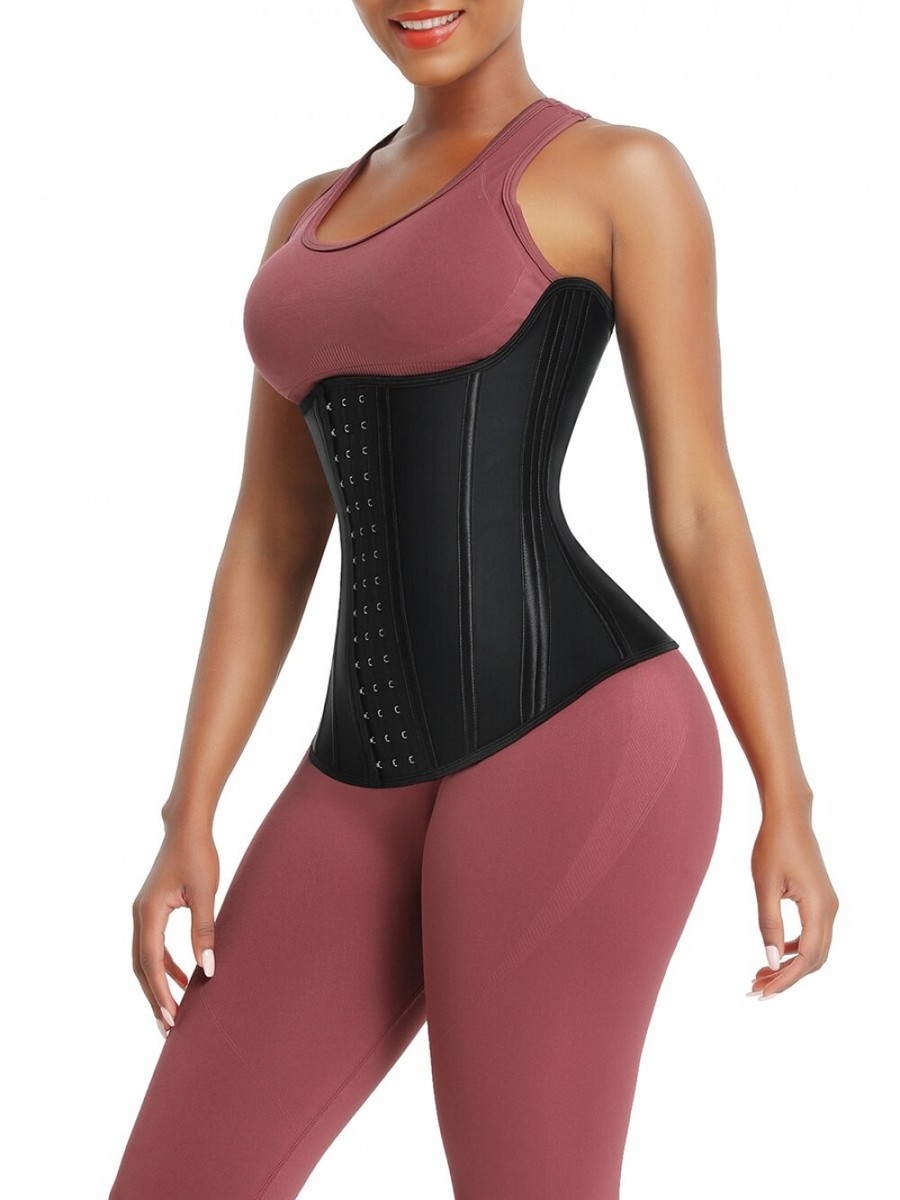 GAINE AMINCISSANTE LATEX NOIR AVEC 14 BALEINES CEINTURE CORSE