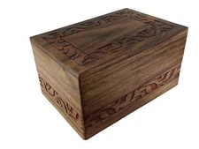 Indian Glance Wooden Urn Box - Urn for Human Ashes Funeral Cremation Urn with...