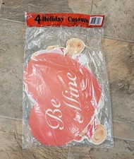 Valentines Die Cut Cutouts Paper Magic Vintage Decoration -- Set of 4