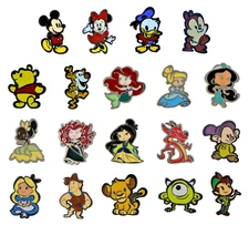 Disney Character Cuties Stylized Collection 5 Pin Starter Trading Pins Set New