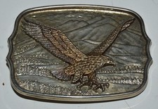 Vintage 1980s Soaring Eagle Mountains Detailed Two Tone Biker Belt Buckle NM