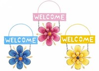 3 X Roots & Shoots Willkommen Blumen Schild Garten HäNgetafel Metall Wanddeko