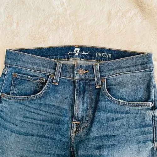 7 For All Mankind Mujer Azul Lavado Medio Ajustado Dobladillo Crudo (Paxtyn) Talla 29 - Imagen 2 de 12