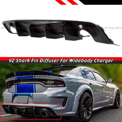 For 2020-23 Dodge Charger SRT Widebody V2 Shark Fin Rear Bumper Diffuser Valance