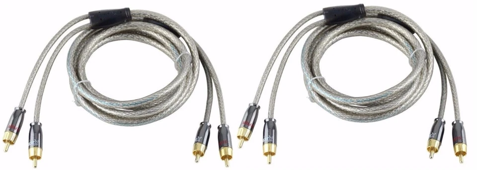 2PCS 15FT CAR STEREO AUDIO RCA INTERCONNECT QUAD SHIELDED CABLE HOME MARINE USA2 - Image 2 of 2