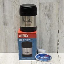 THERMOS 10 oz WIDE MOUTH FOOD JAR Vacuum Insulated Stainless Steel Black Silver