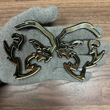 Gorilla Badges Emblem Mirror Gold and Black, 2 Badges, Fender Angry Agressive