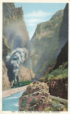 Postcard Going Through Royal Gorge Colorado CO Train Railroad Steam Engine A18