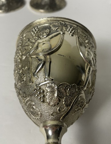 6 Vintage Corbell & Co C&Co versilberte Cherub Weinrebe Kelche Beschreibung lesen - Bild 5 von 17
