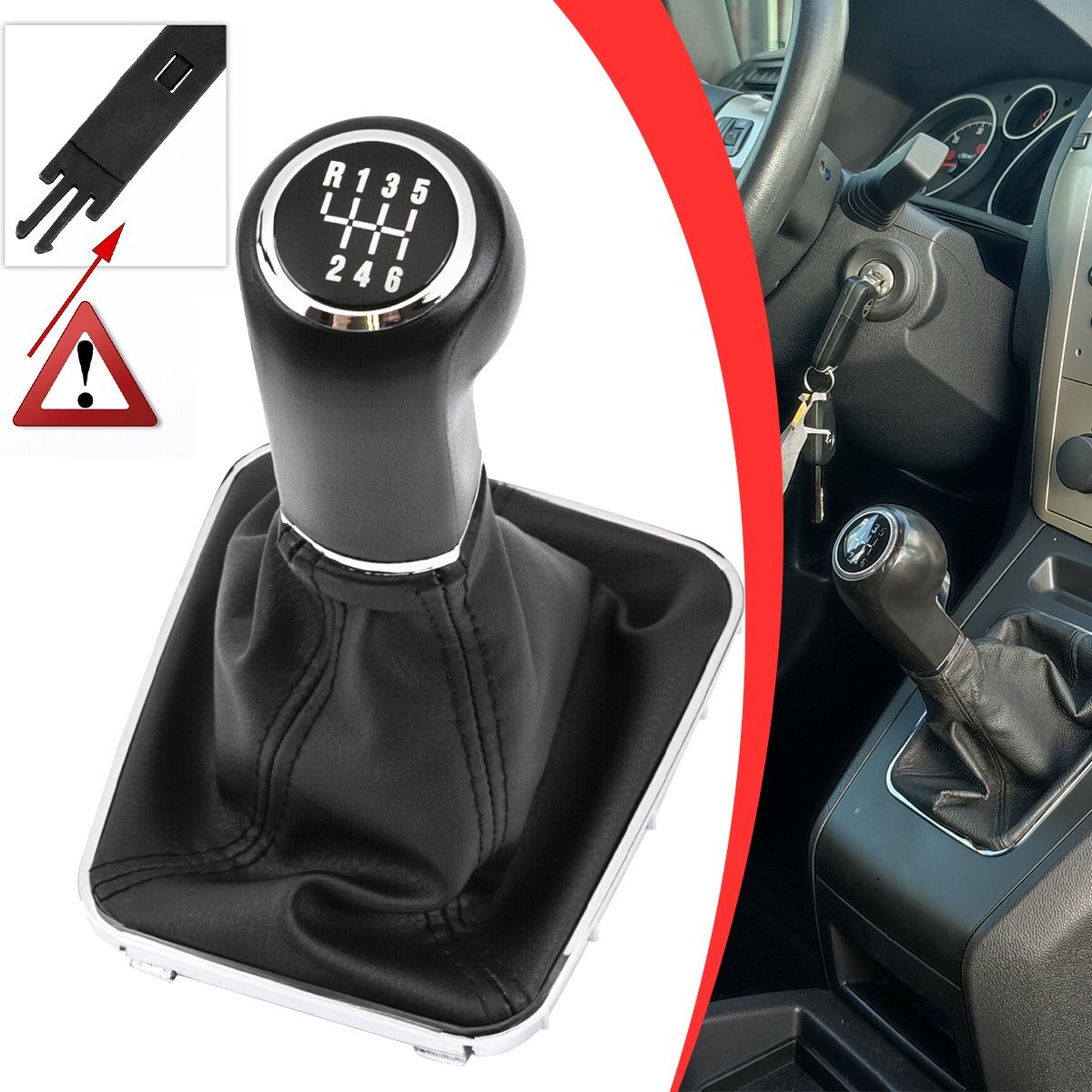 Wenyouya Schaltknauf Für Opel Zafira B 2005-2010 - PU Leder 6-Gang Schwarz