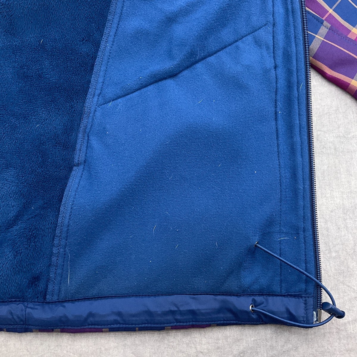 North Face Jacket Women XSmall Blue Purple Plaid Fur Lined North Face Jacket Women XSmall Blue Purple Plaid Fur Lined