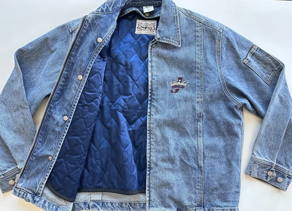 Abrigo Chaqueta Forrada Jean Denim Vintage Años 90 Y2K JNCO Hecho en EE. UU. Para Hombres Talla XL Foto 3 de 4