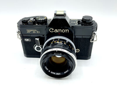 Black Canon FTb-QL 35mm SLR Camera with 50mm f/1.8 FL Lens Black Canon FTb-QL 35mm SLR Camera with 50mm f/1.8 FL Lens