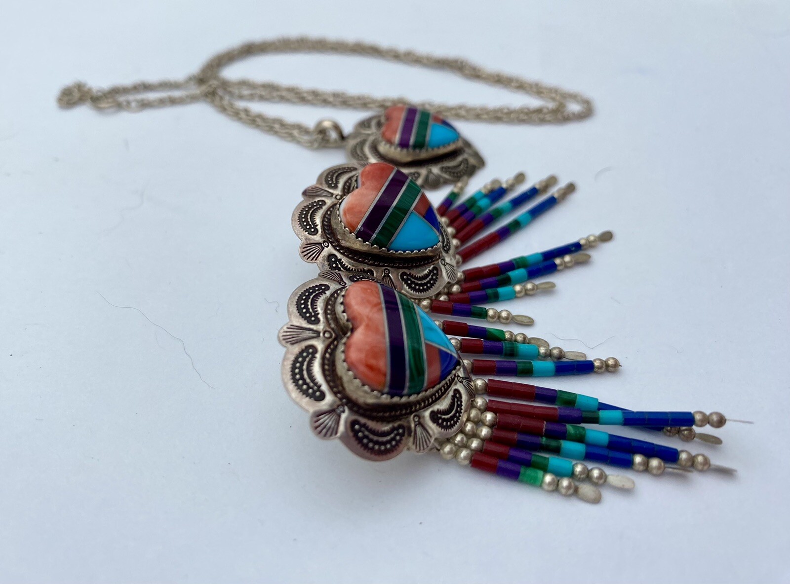 Vtg Native American Signed Sterling Multi Inlay S… - image 12