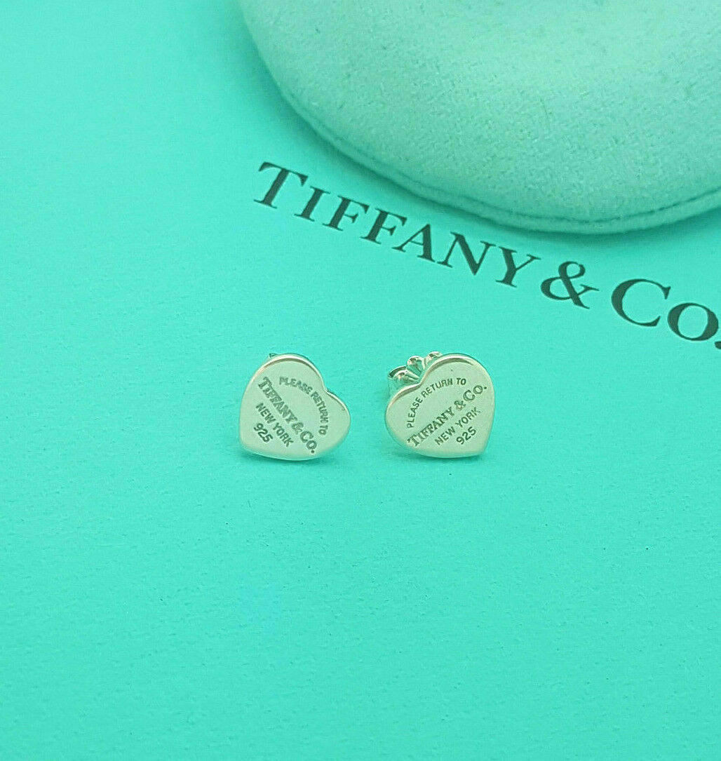 Return to Tiffany & Co. Silver 10mm Mini Heart Stud Earrings, RRP £275, boxed image 7