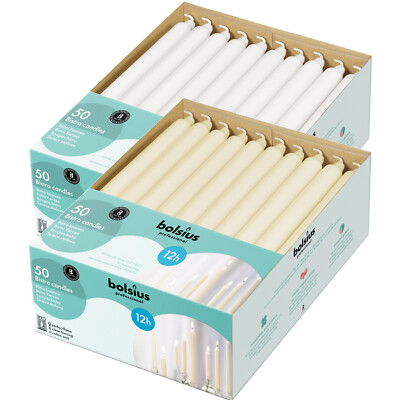 Bolsius Stabkerzen lang 290x22 mm in 50er Box weiß oder elfenbein Gastro Kerzen