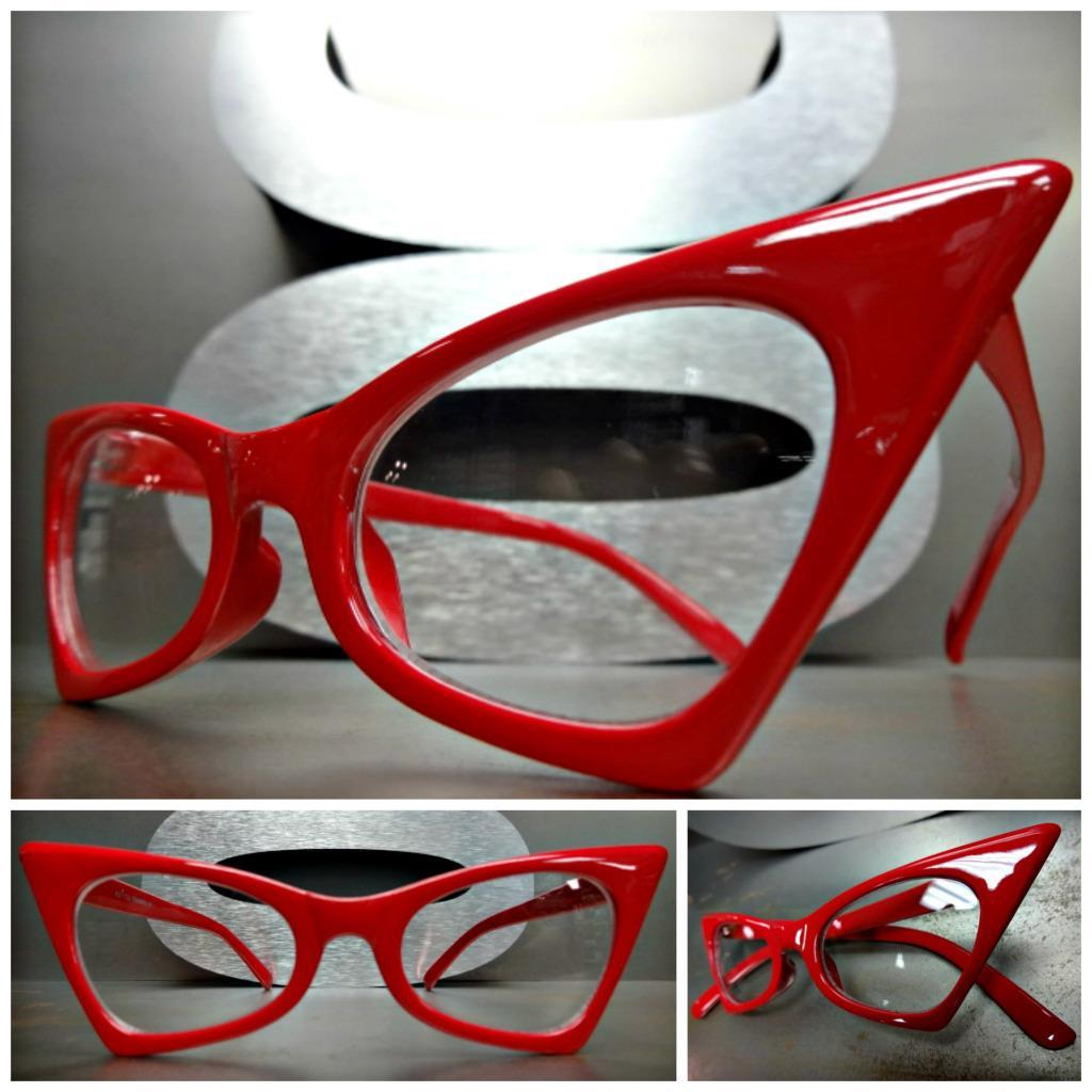 CLASSIC VINTAGE 50s RETRO CAT EYE Style Clear Lens EYE GLASSES Red Fashion Frame