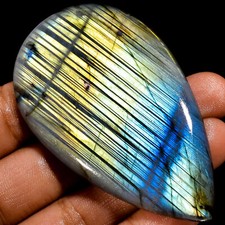 Natural Labradorite Pear Shape Cabochon Gemstone 171.5 Ct. 70X41X7 mm EE-40652