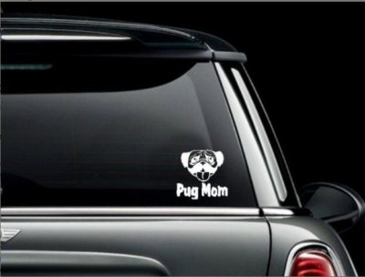 Pug Mom Car Truck Window or Bumper Sticker Vinyl Decal Laptop US Seller