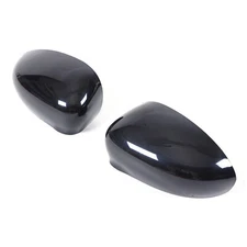 Gloss Black Wing Mirror Covers Caps Replace Fits Fiat 500 / Abarth 595 2016-2024