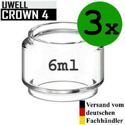 3 x Uwell Crown 4 Bubble Glass 6ml Tank Ersatzglas Glasstank