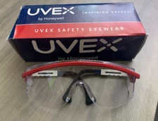 NEW Safety Glasses USA Patriot Red White Blue Frame Clear Anti-Fog Lens NOS UVEX