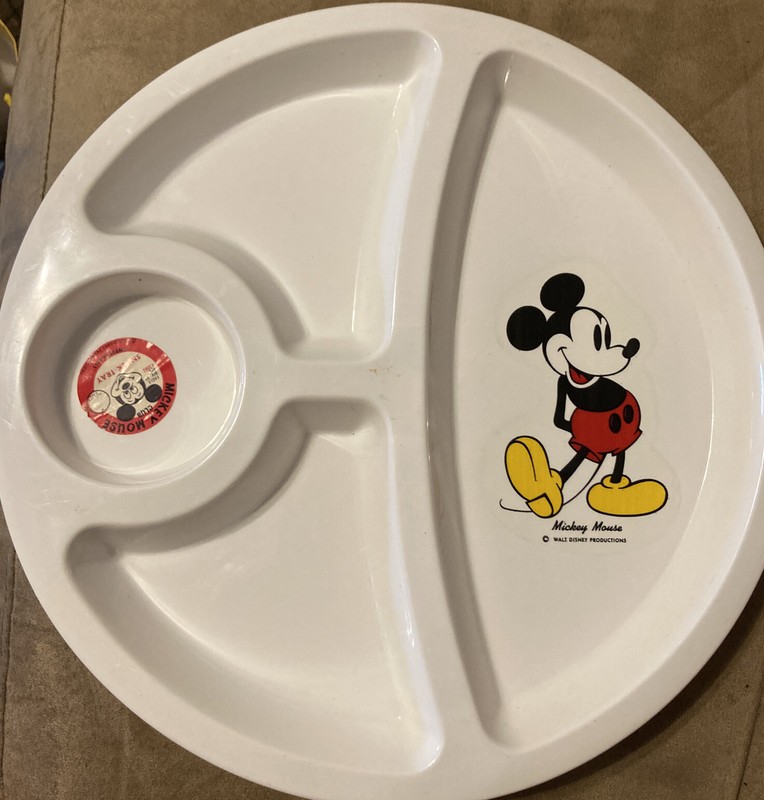 Vintage Mickey Mouse Snack Tray 12" Plastic * Walt Disney Productions * USA