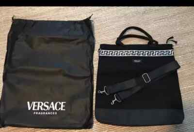 Versace Fragrances Black Canvas Bag Travel Handbag Overnight