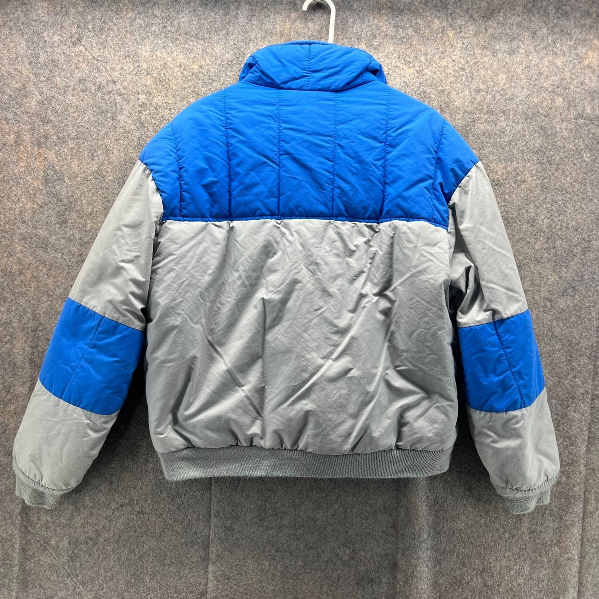 Woolrich Puffer Jacket Men Grey Blue Large QualloFill Puffer Nylon