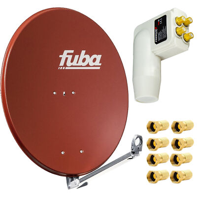 Fuba DAL 800 R Satellitenantenne Alu Rot 80cm SAT Schüssel Antenne Quad LNB 4K