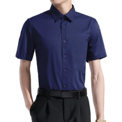 Mens Formal Shirts Office Short Sleeves Elastic Bussiness Casual Summer Shirts