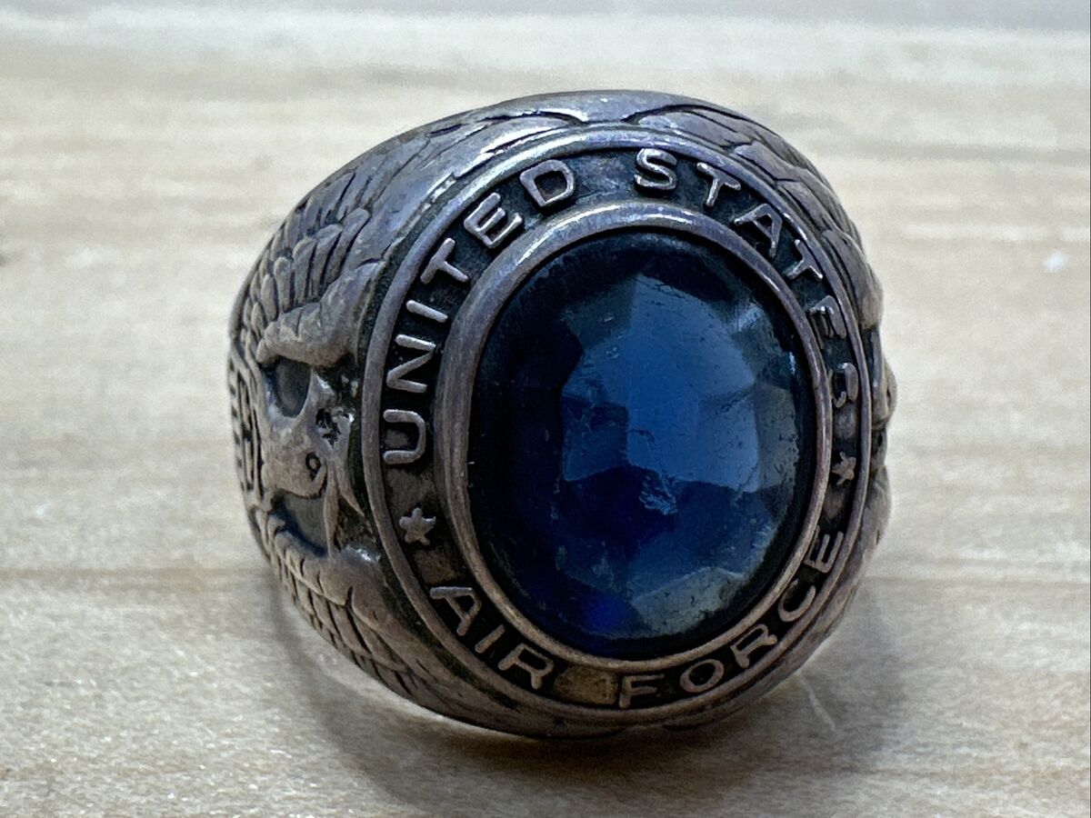 Vintage US Air Force Sterling Silver Men's Ring w Blue Stone Vintage US Air Force Sterling Silver Men's Ring w Blue Stone