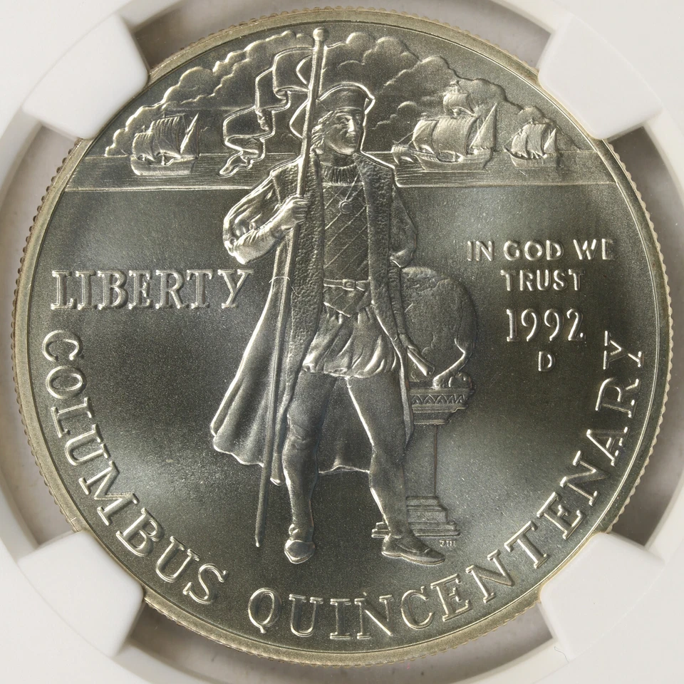 1992-D Columbus $1 Commemorative Silver Dollar NGC MS69 - Image 3 of 4
