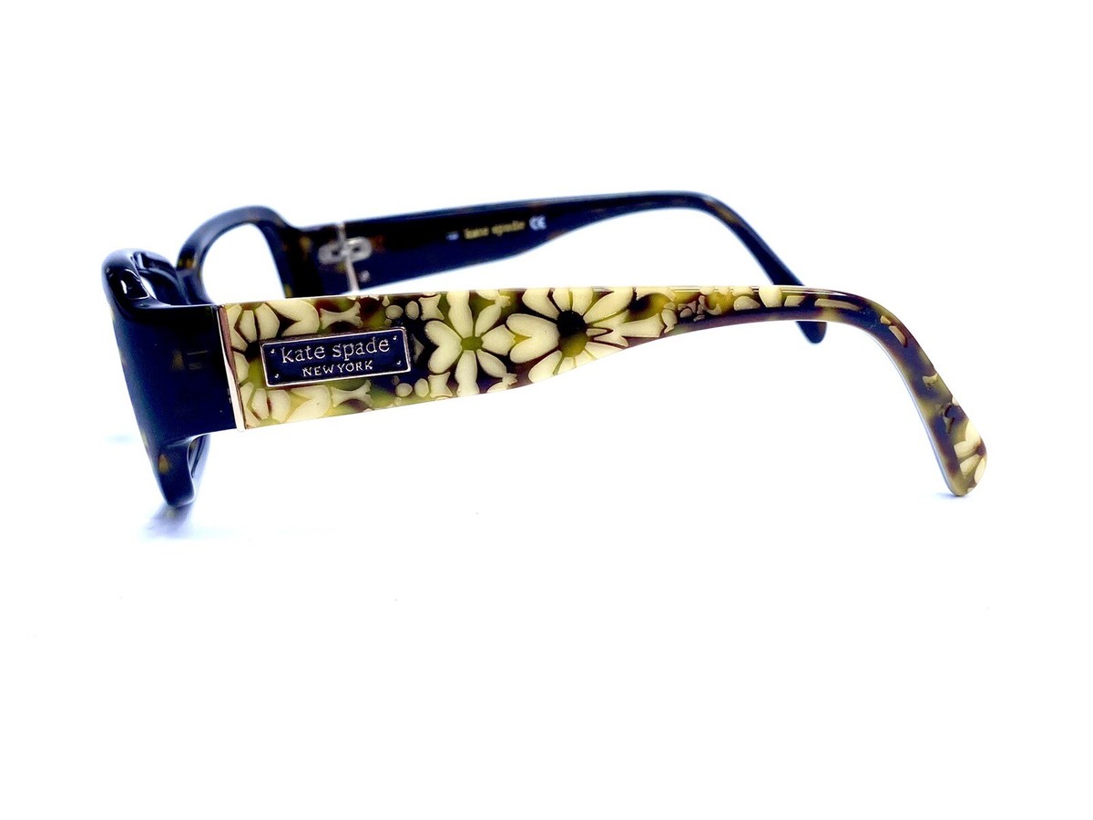 Kate Spade Tortoise Lucite Rectangle Glasses Floral Temples  display picture 2