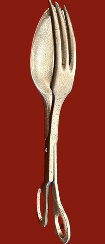 RareVtg Wilton Pewter Fork & Spoon Salad Tongs Columbia PA Farmhouse Country EUC