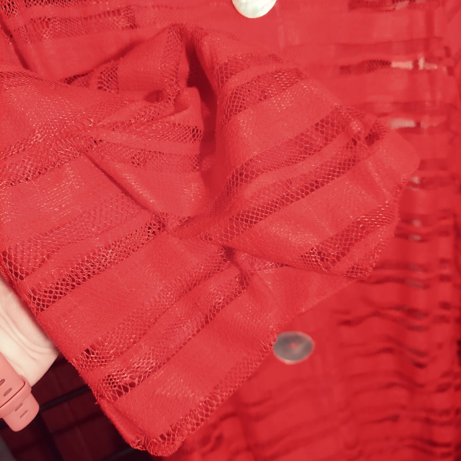 Multiples Size PXL Red Button Front Solid and Mes… - image 5