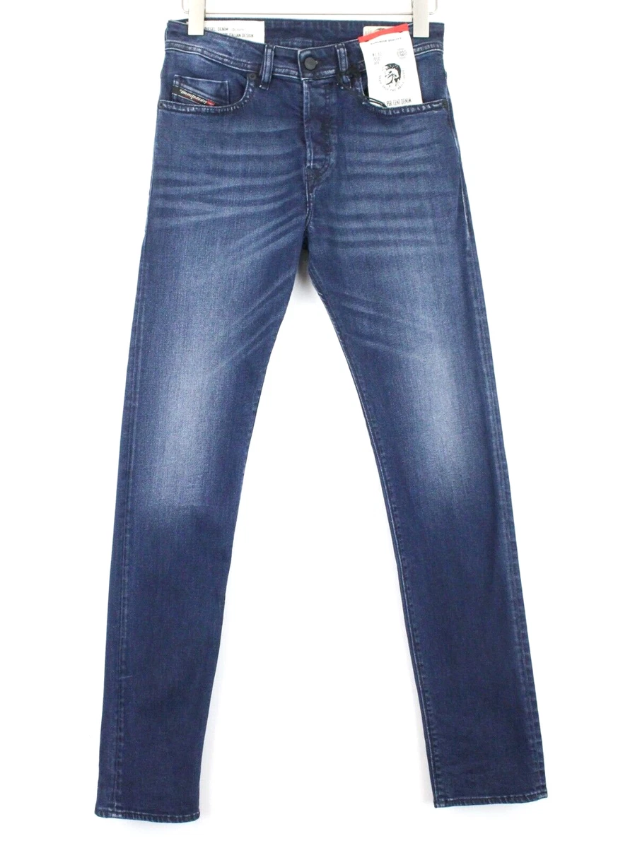 DIESEL Buster 087AS Men Jeans W27 L32 Buttoned Slim Tapered Washed Boys Blue
