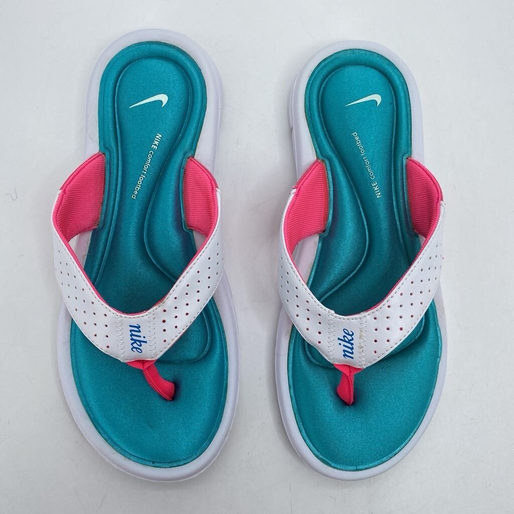 Nike Comfort Footbed Thong Sandals Women's 6 White Bl… Gem