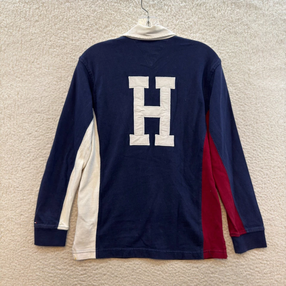 Camisa Polo de Rugby Tommy Hilfiger Y2K Vintage Grande Para Mujer Preppy Deportiva Universidad Foto 2 de 4