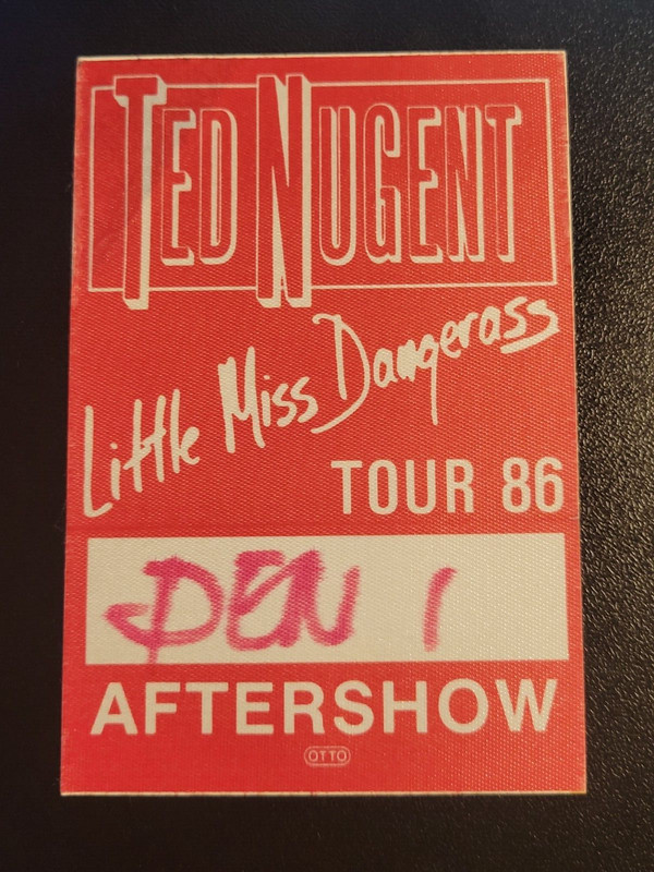 1986 TED NUGENT - Red after show backstage pass-NOT SOLD TO THE PUBLIC-2