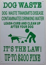 Dog Waste Transmits Disease Contaminates Drinking Water Sign-REF24-1027