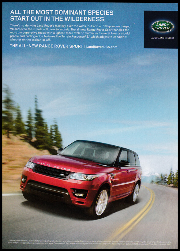Land Rover Range Rover Sport print ad red car, dominant species