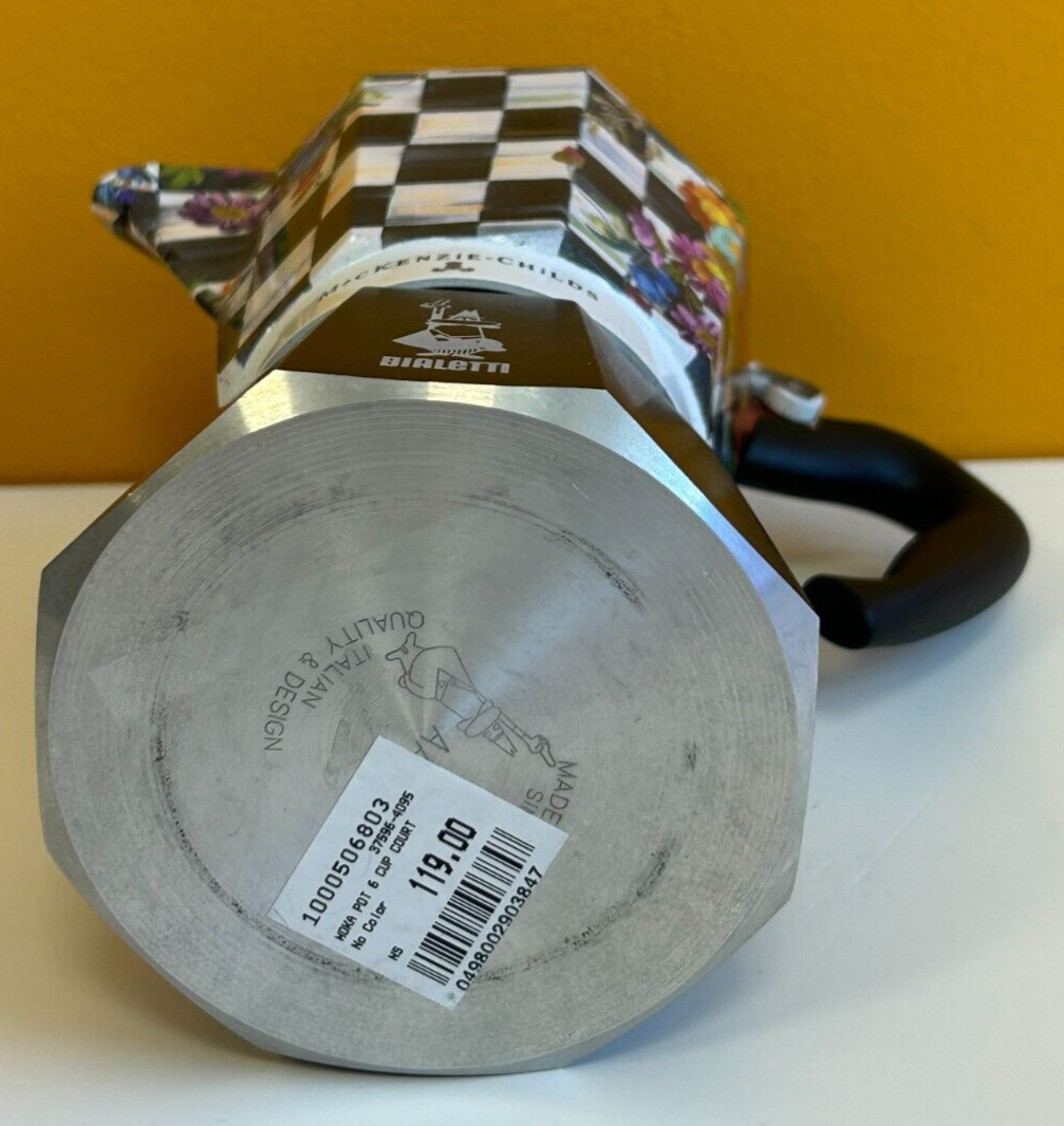 MacKenzie-Childs 37596-4095 Courtly Flower Market Bialetti Moka Coffee Pot. New!