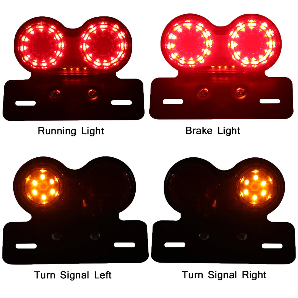 Motorcycle Twin Dual Tail Turn Signal Brake License Plate Integrated LED Lights - Изображение 2 из 4
