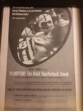 George Plimpton The Great Quarterback Sneak Rare Original Promo Poster Ad Framed