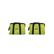 2X Ryobi One Contractors Canvas Green Wide-Mouth Larger Tool Bag 18x14x12 Inch
