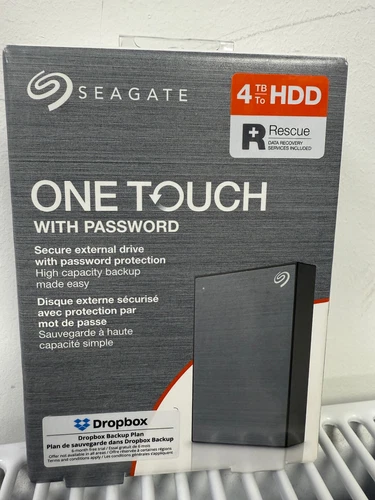 Seagate One Touch 4TB Portable External Hard Drive HDD With Password - Grey