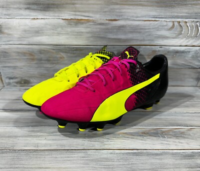Size 11.5 - PUMA evoSpeed 4.5 FG Tricks - Pink Glow Safety Yellow