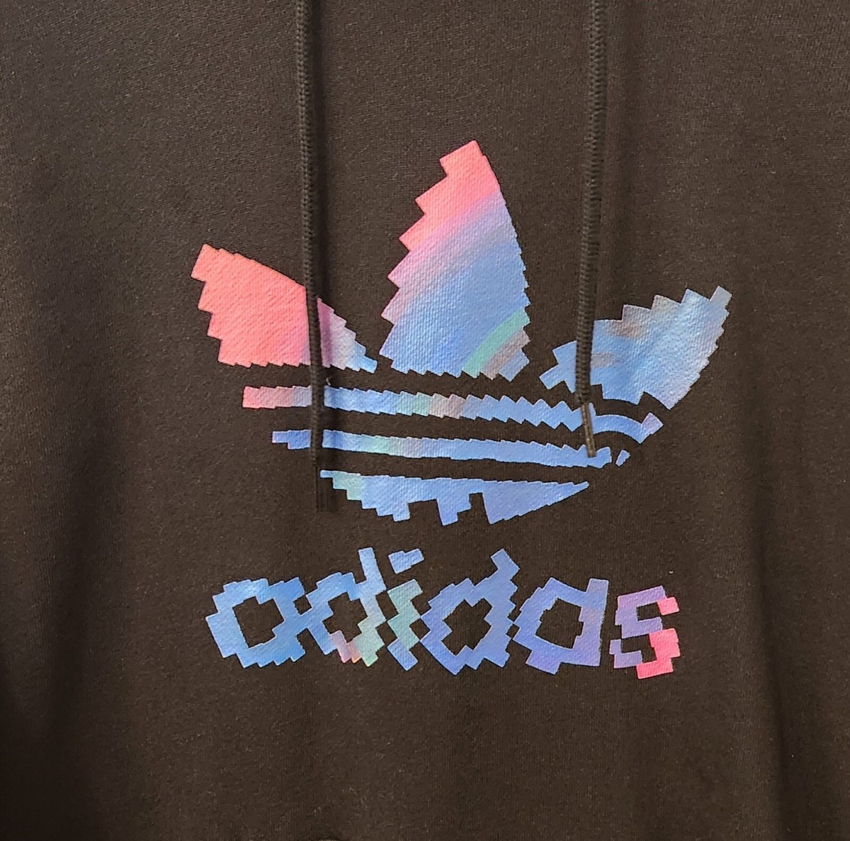 Rainbow Adidas Logo Color Adidas Trifold Hoodie Black/Rainbow UK