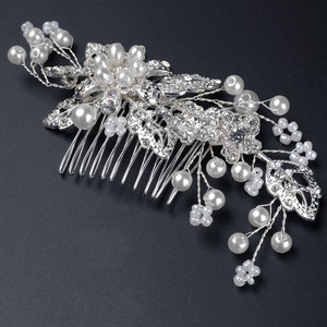 Crystal Rhinestone Wedding Flower Pearls Hair Clip Hair Comb For